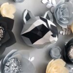 Papercraft origami 3D Waschbärenkopf