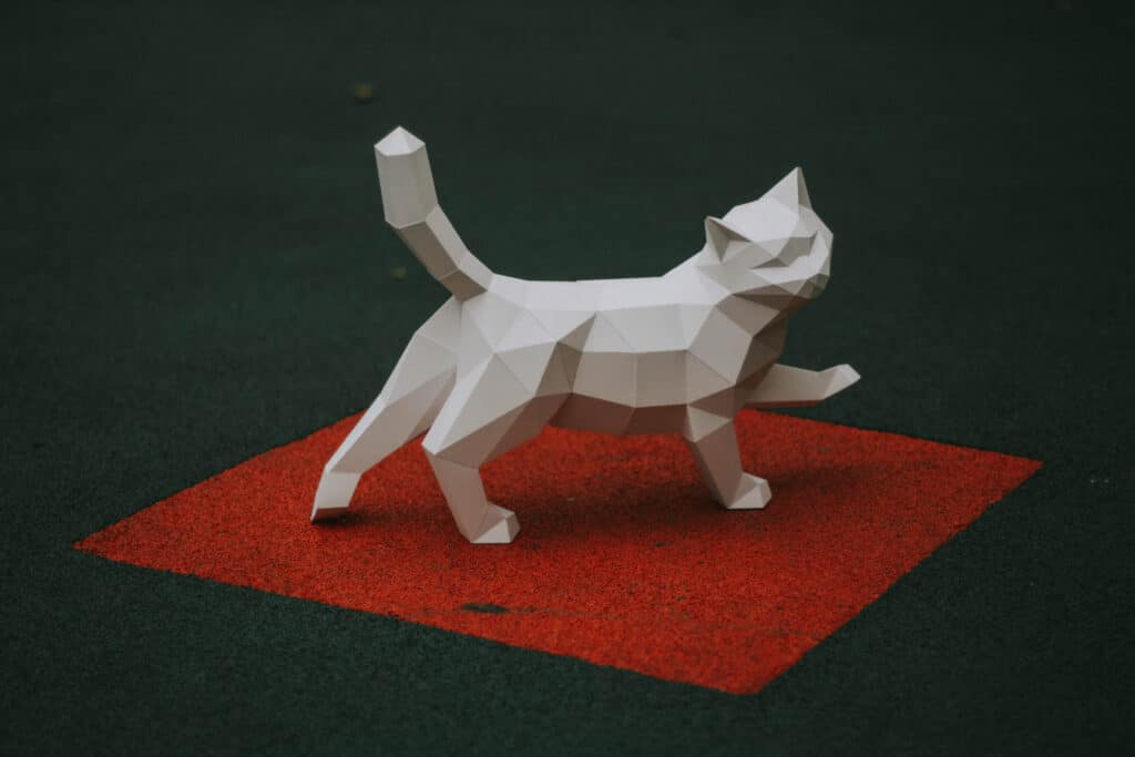 Papercraft di gatto che cammina in origami 3D Papercraft di gatto che cammina in origami 3D
