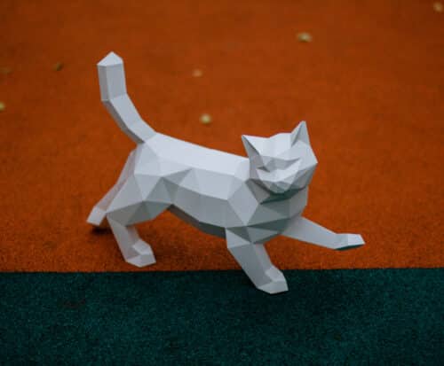 Papercraft di gatto che cammina in origami 3D