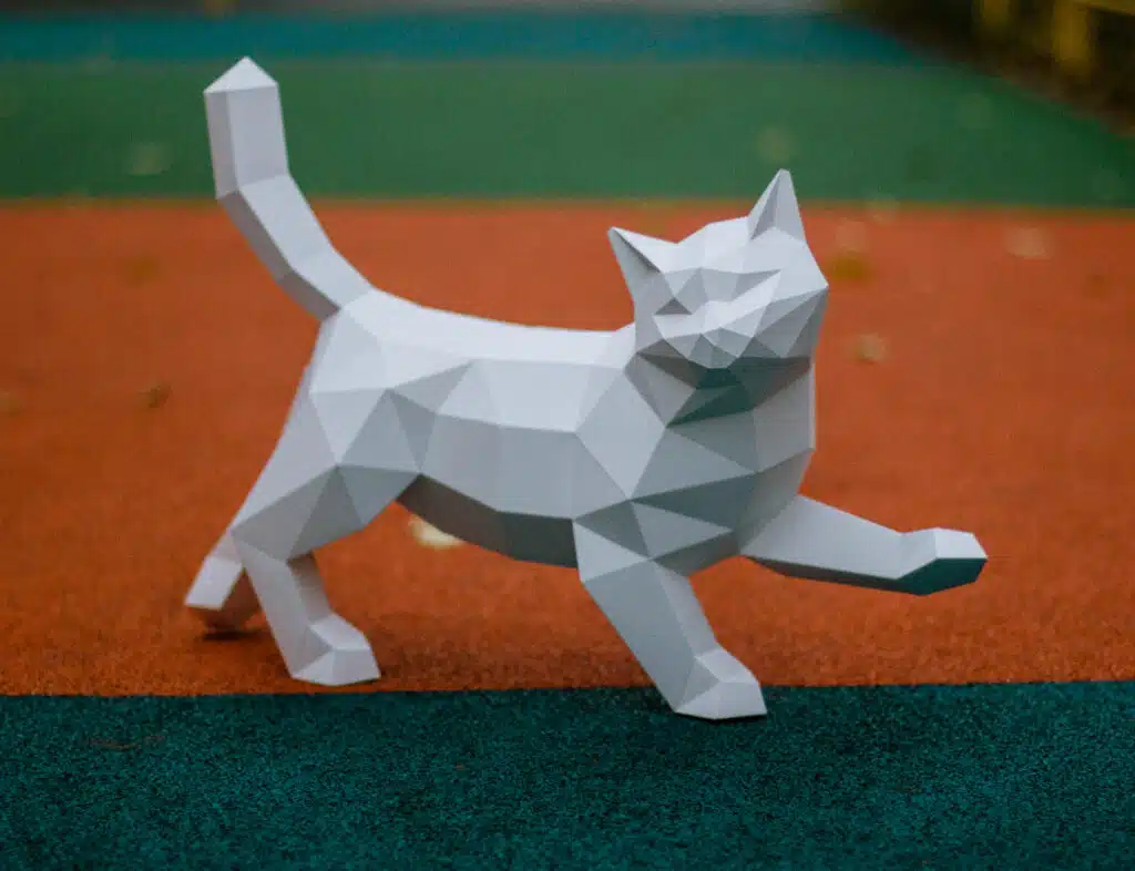Papercraft di gatto che cammina in origami 3D Papercraft di gatto che cammina in origami 3D