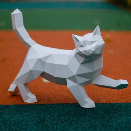 Papercraft de chat qui marche en origami 3D