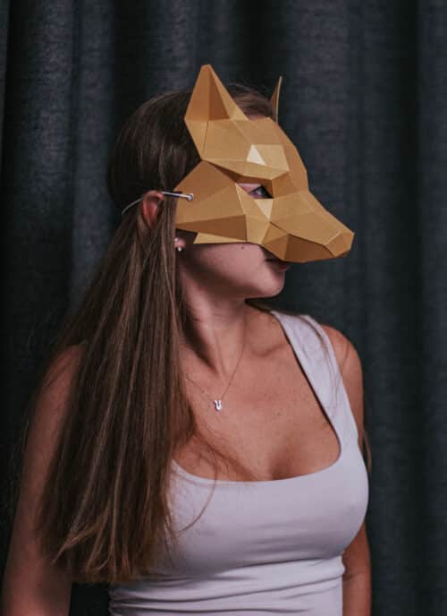 Papercraft máscara de zorro en origami 3D