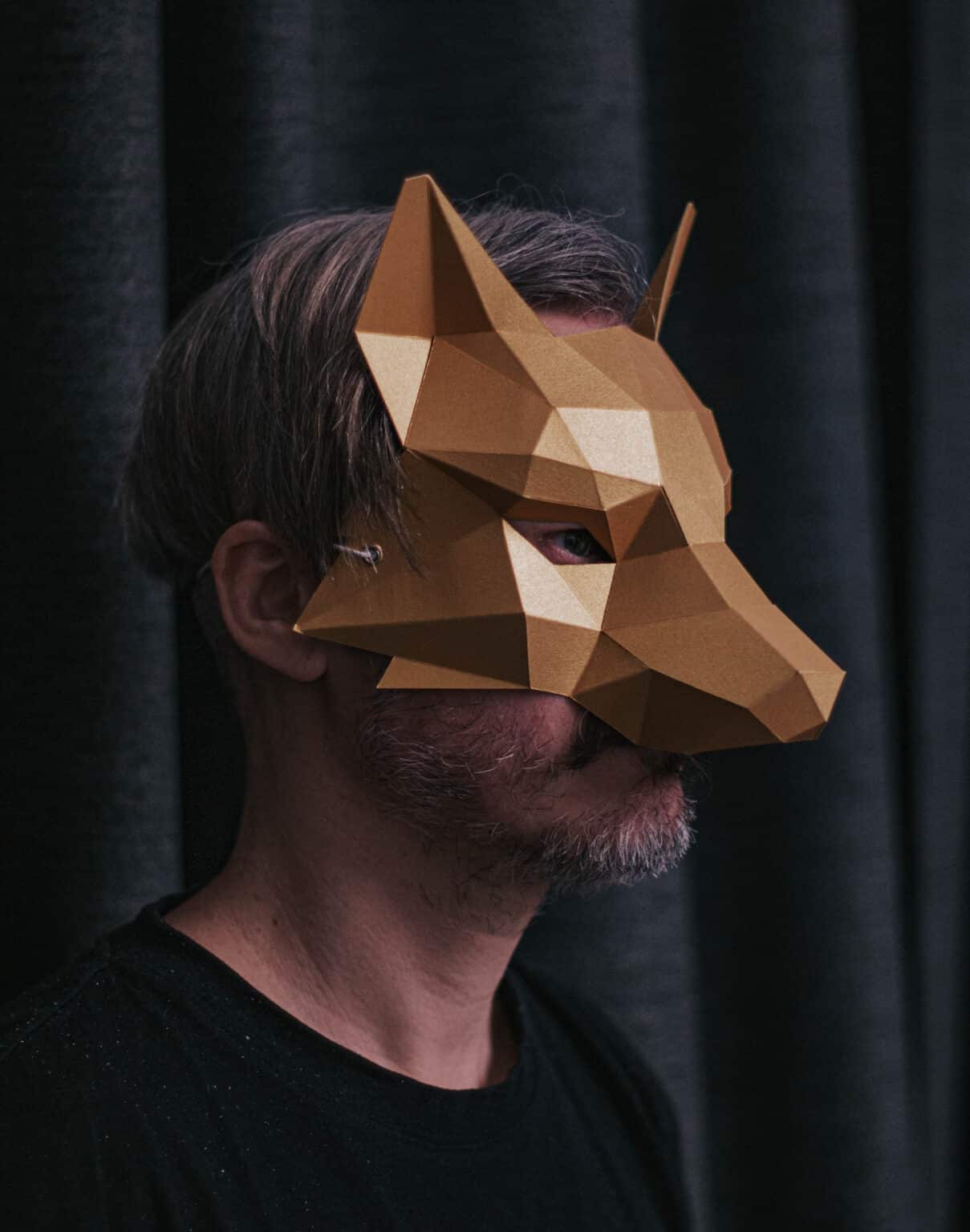 Papercraft de masque de renard en origami 3D Papercraft de masque de renard en origami 3D