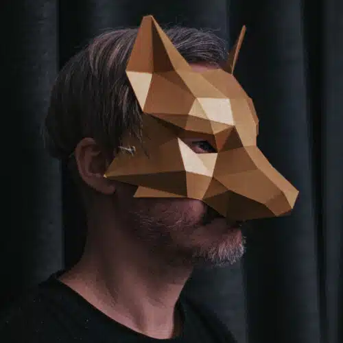 Papercraft de masque de renard en origami 3D
