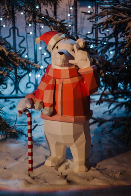 Papercraft christmas bear in origami