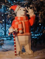 Papercraft christmas bear in origami