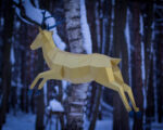 Papercraft flying deer in origami