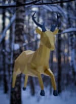 Papercraft flying deer in origami