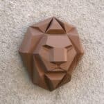 Papercraft de cabeça de leão em origami 3D