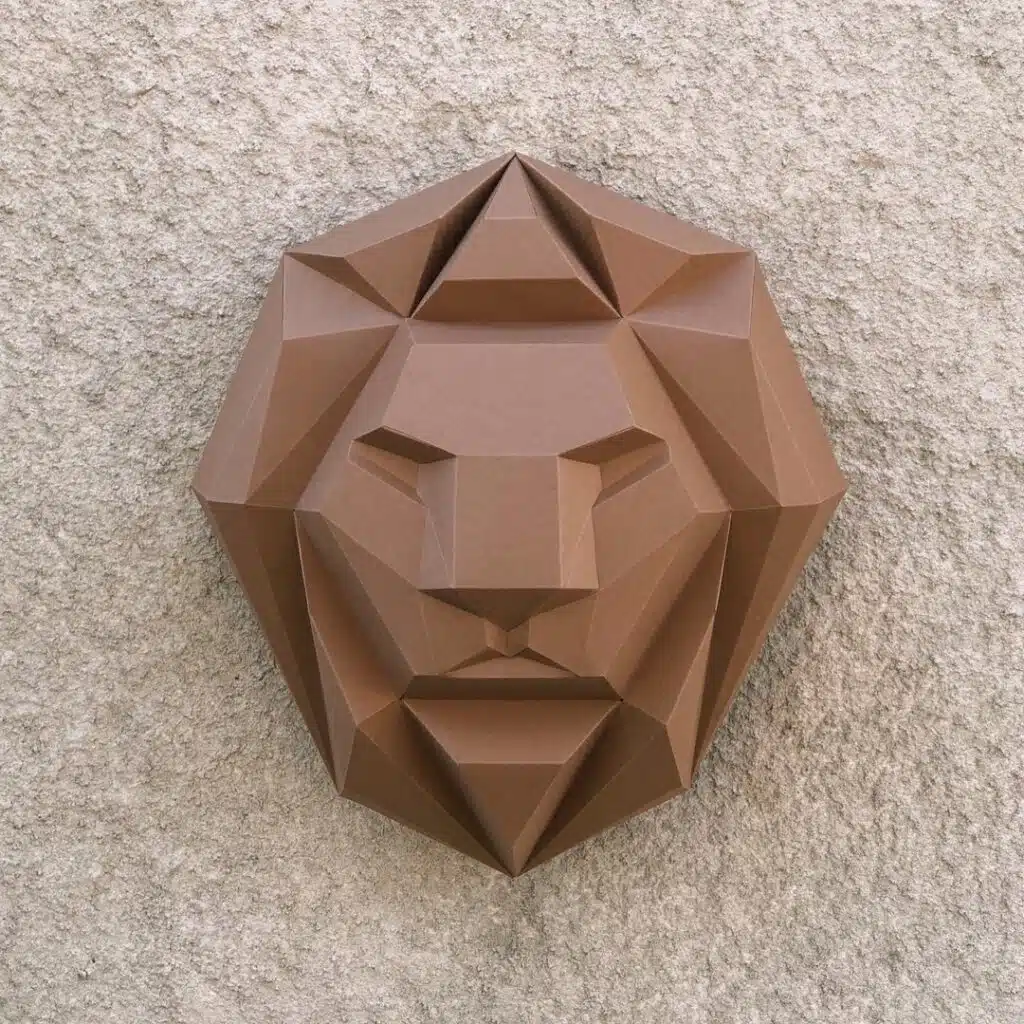 Papercraft tête de lion en origami 3D