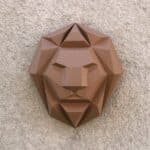 Papercraft de cabeça de leão em origami 3D