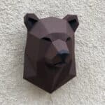Papercraft de cabeça de urso em origami 3D