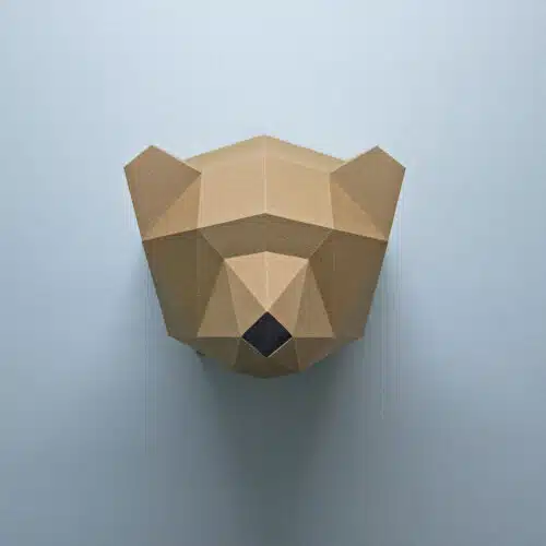 Papercraft de tête de trophée d'ours en origami 3D
