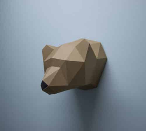 Papercraft de tête de trophée d'ours en origami 3D
