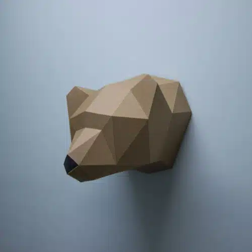 Papercraft de tête de trophée d'ours en origami 3D