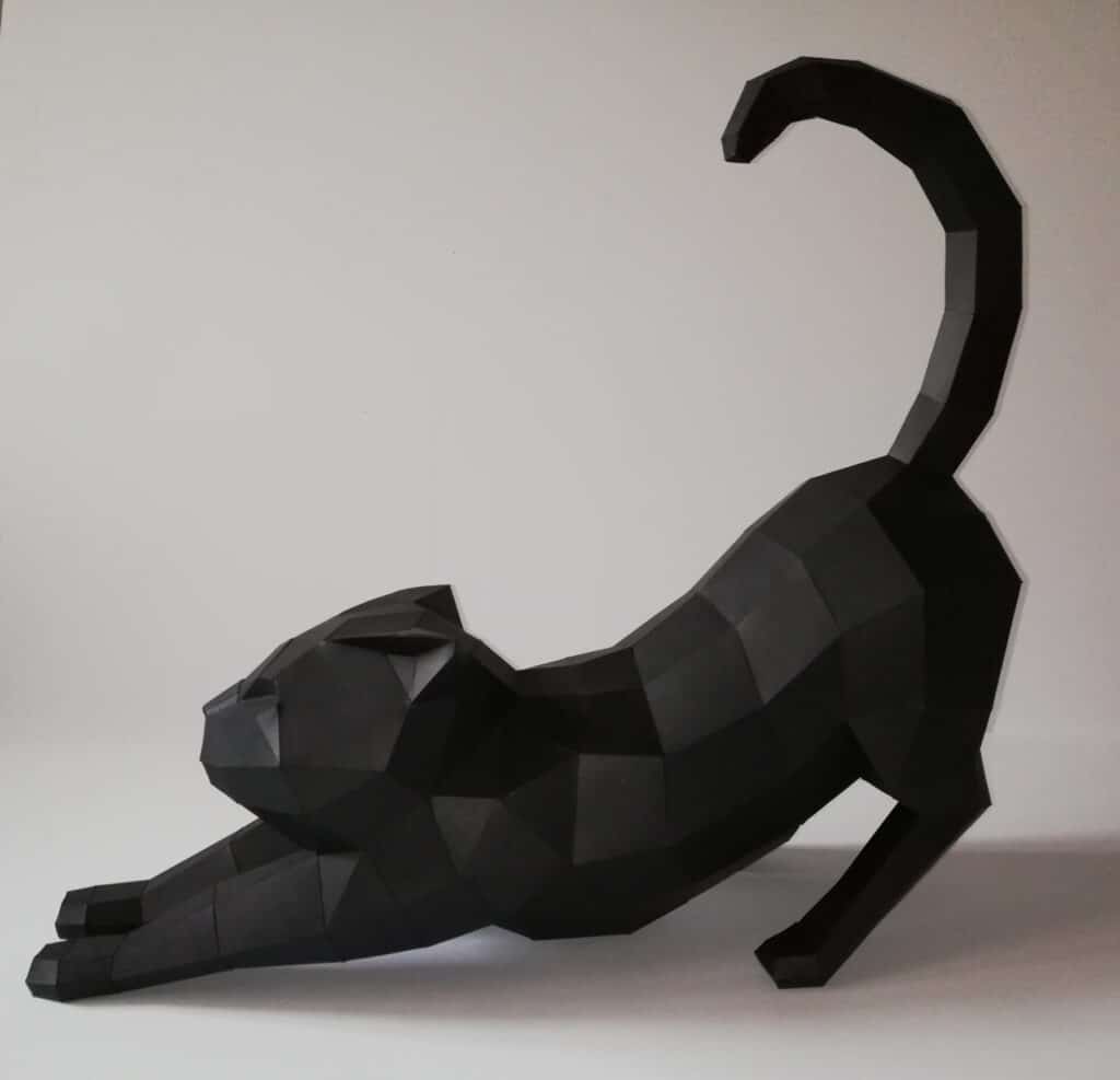 Papercraft de chat qui s'étire en origami 3D Papercraft de chat qui s'étire en origami 3D