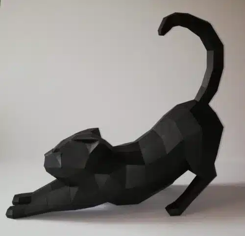 Papercraft de chat qui s'étire en origami 3D