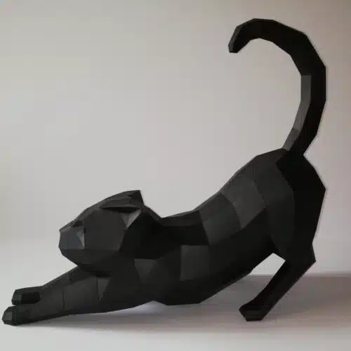 Papercraft de chat qui s'étire en origami 3D