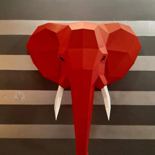 Papercraft de tête d'éléphant en origami 3D