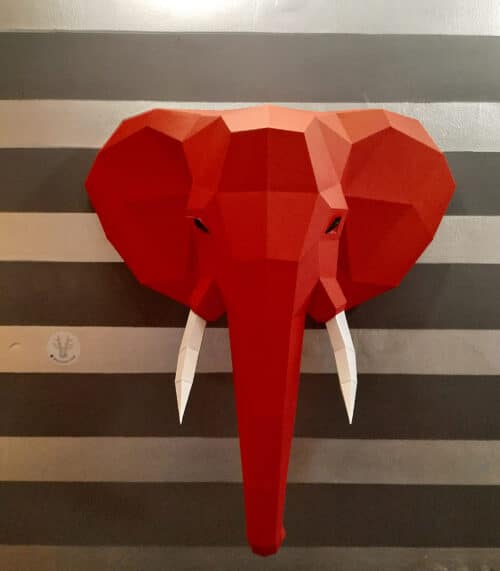 Papercraft de tête d'éléphant en origami 3D