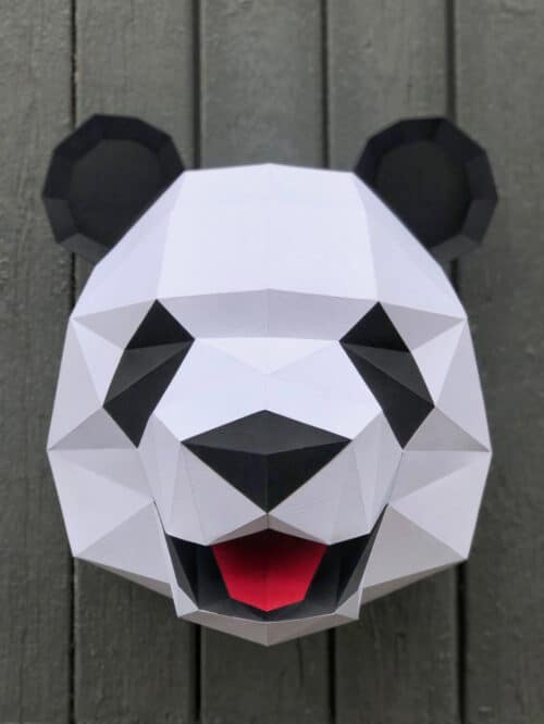 Papercraft di testa di panda in origami 3D