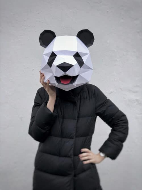 Papercraft di testa di panda in origami 3D