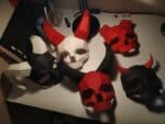 Papercraft máscara de calavera con cuernos en origami 3D