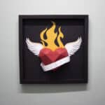 Papercraft de coeur tatoué en cadre en origami 3D