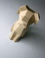 Papercraft de cabeza de doberman en origami 3D