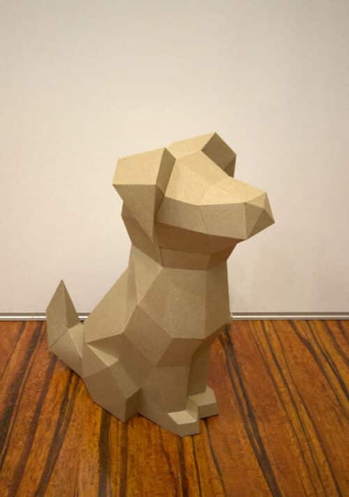 Papercraft de cabeza de doberman en origami 3D