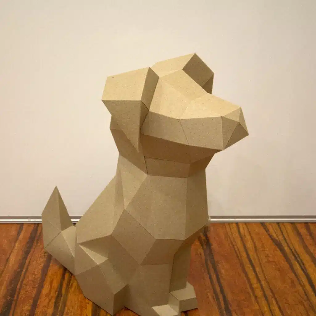 Papercraft de tête de Doberman en origami 3D