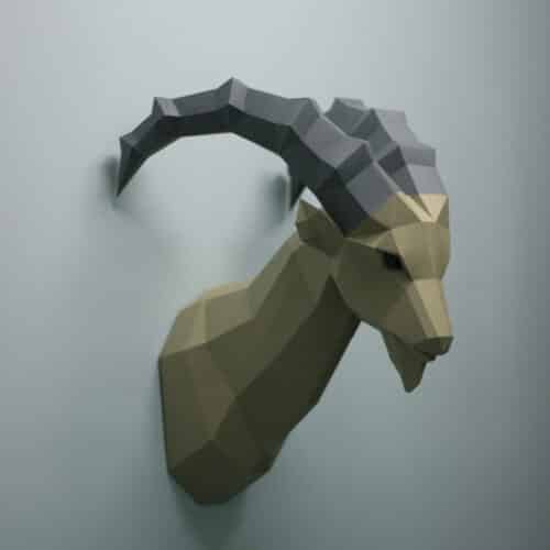 Papercraft de bouquetin en origami 3D