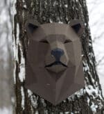 Papercraft de cabeça de urso em origami 3D