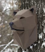 Papercraft de cabeça de urso em origami 3D