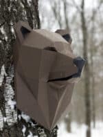 Papercraft de cabeça de urso em origami 3D