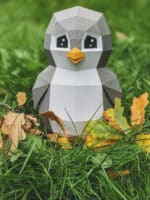 Papercraft de pingüino en origami 3D
