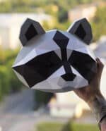 Papercraft origami 3D Waschbärenkopf