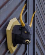 Papercraft de touro em escudo origami 3D