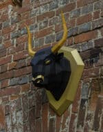 Papercraft de touro em escudo origami 3D