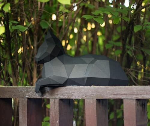 Papercraft 3D cat with hanging paws origami