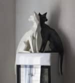 Papercraft oriental cat in origami 3D