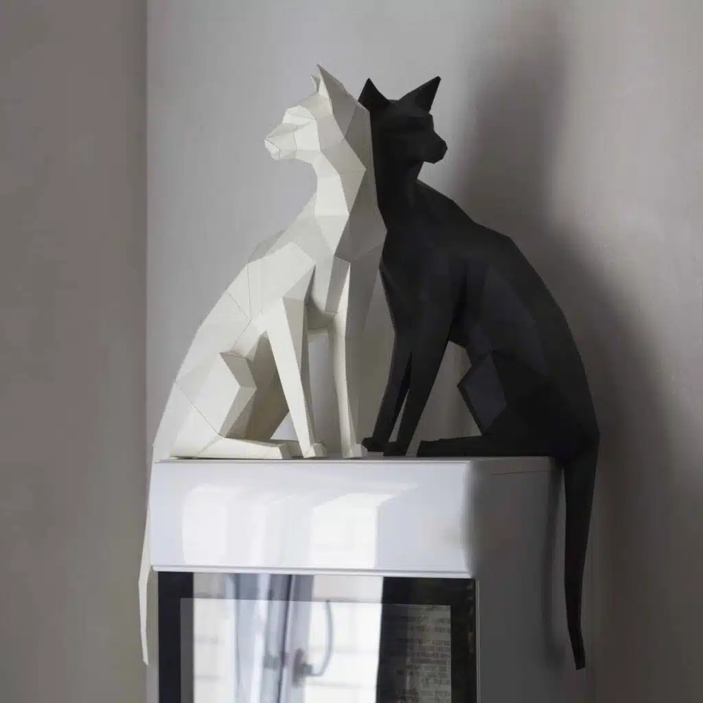 Papercraft de chat oriental en origami 3D