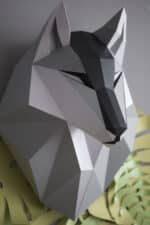 Papercraft cabeça de lobo em origami 3D