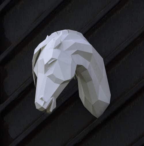 Papercraft de cheval arabe en origami 3D
