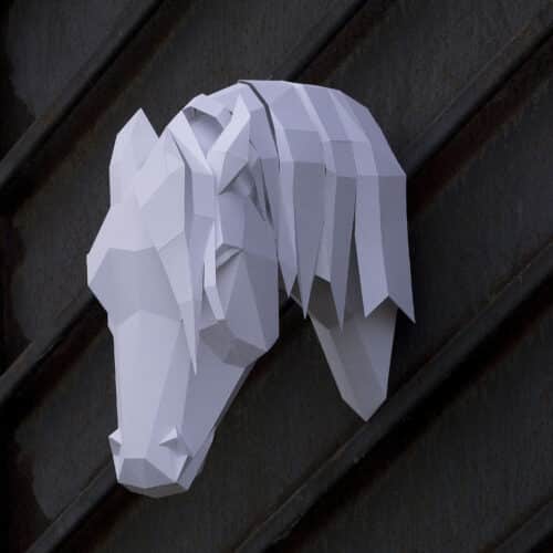 Papercraft de cheval arabe en origami 3D