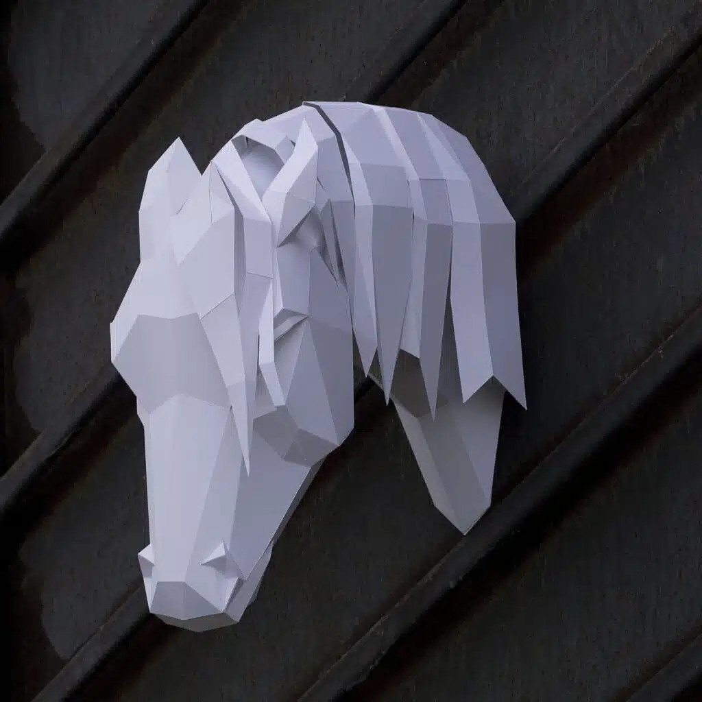 Papercraft de cheval arabe en origami 3D