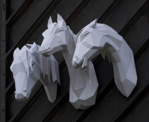 Papercraft de cheval arabe en origami 3D