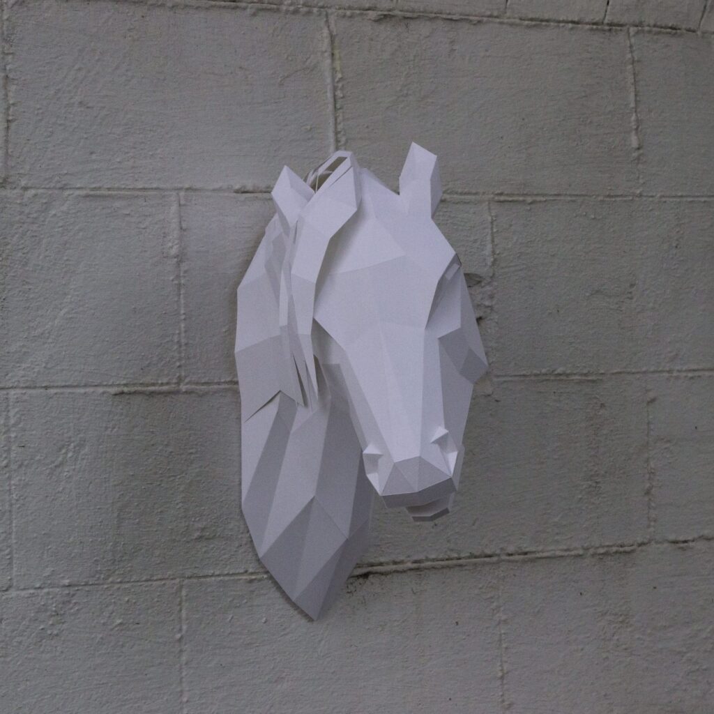 Papercraft de cheval arabe en origami 3D