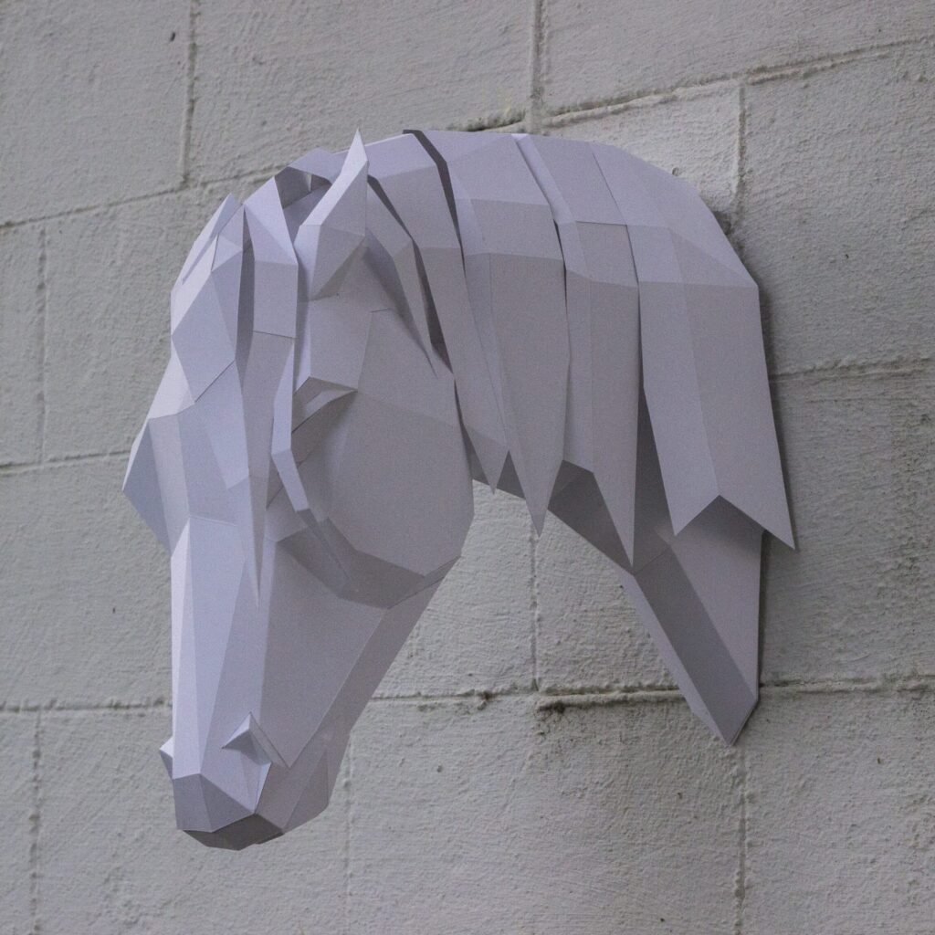 Papercraft de cheval arabe en origami 3D