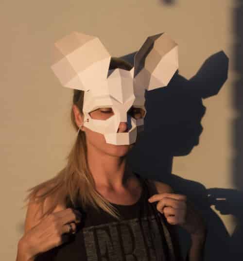 Papercraft masque de crâne de souris pour Halloween en origami 3D